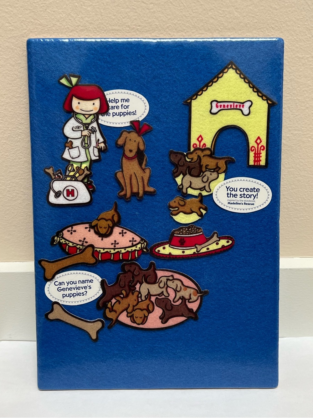 Vintage Madeline Felt Story Pieces Genevieve and Puppies Feltkids